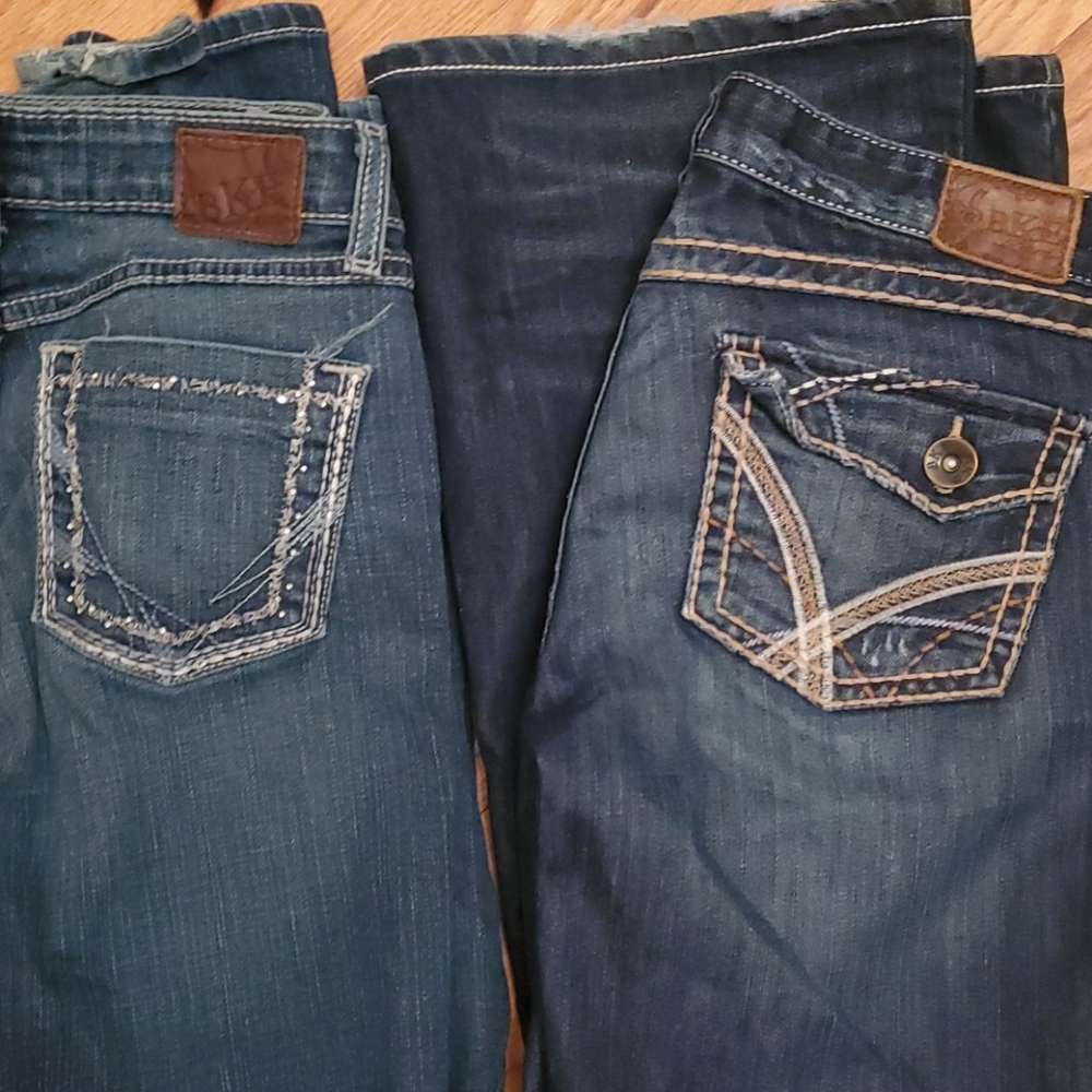 2 pairs of bke jeans size 28, 33.5 inch inseam